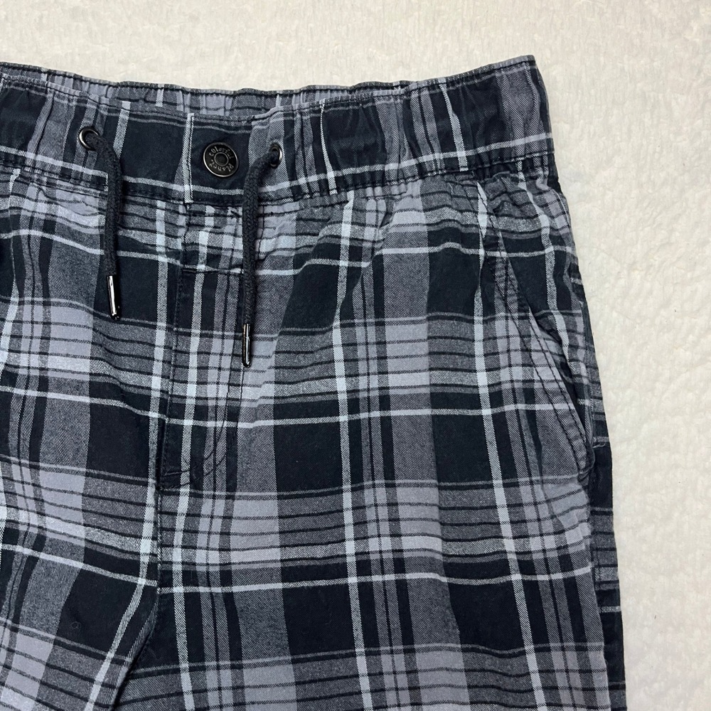 Colorful Planet Pants Girls XL 14/16 Black Gray Plaid Cotton Drawstring